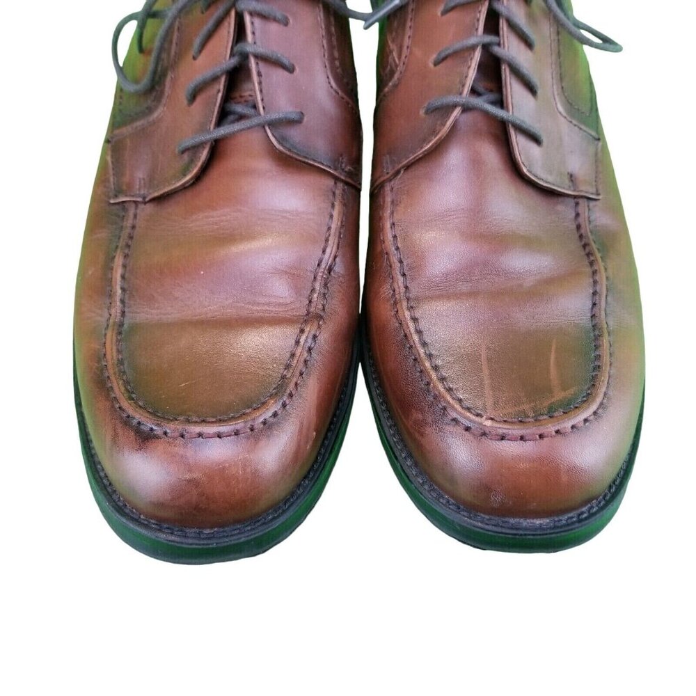 ✅Mens 10.5M Chaps Oxfords Brown Leather Lace up Apron Toe Stitch  Dress Shoes - Picture 11 of 16